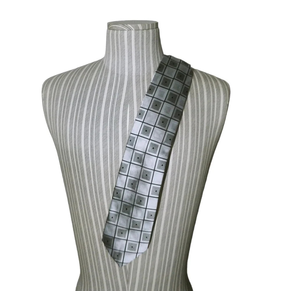 Terra Uomo Italy Polyester Suit Tie Gray/Black